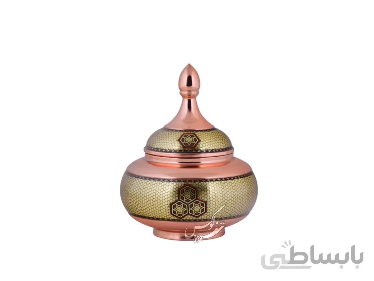قندان مس و خاتم ممتاز بزرگ بزرگ آقاجانی