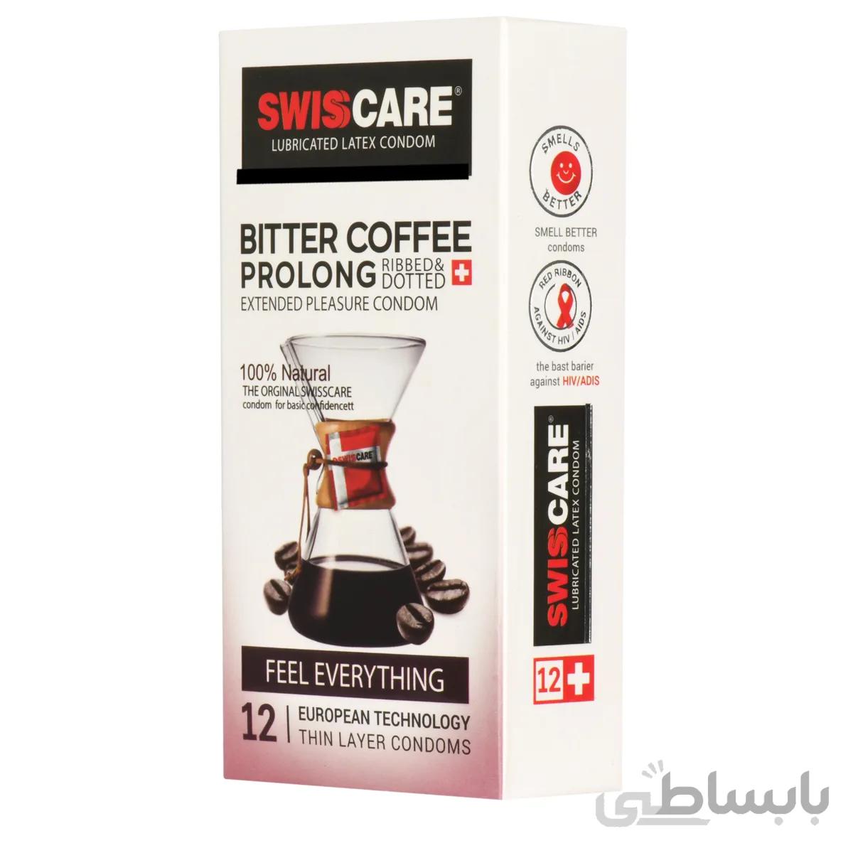 کاندوم قهوه تلخ 12عددی سوئیس کر ا Swisscare Bitter Coffee Prolong 12 Numbers
