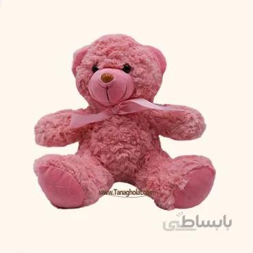 عروسک خرس راس قرمز و قهوه ای و صورتی