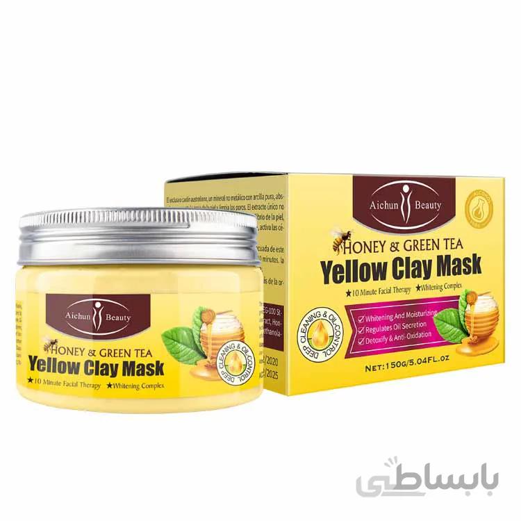 ماسک خاک رس زرد عسل و چای سبز Aichun Beauty