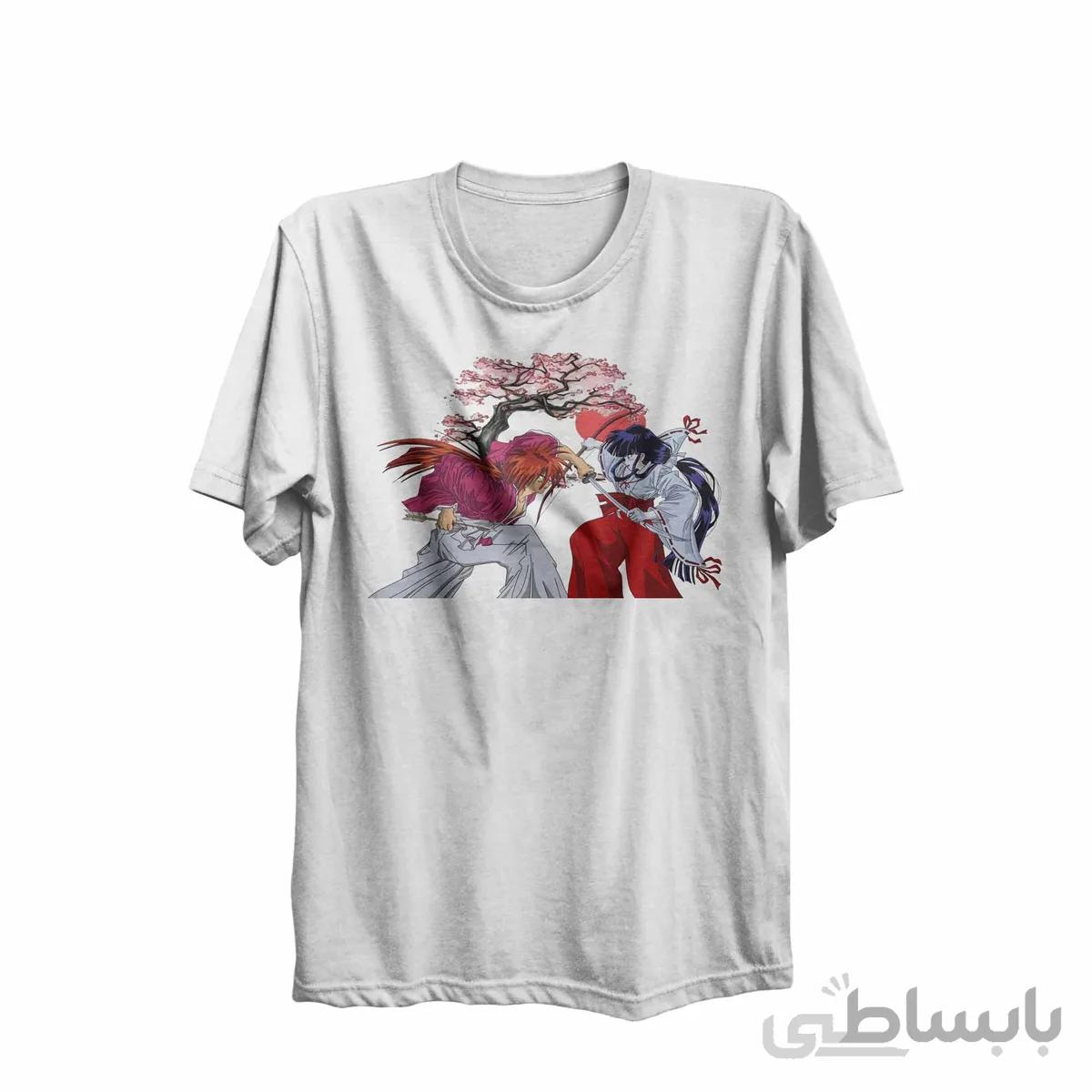 تیشرت یقه گرد سفید طرح انیمه رورونی کنشین Rurouni Kenshin کد KCT10458 کد 285209