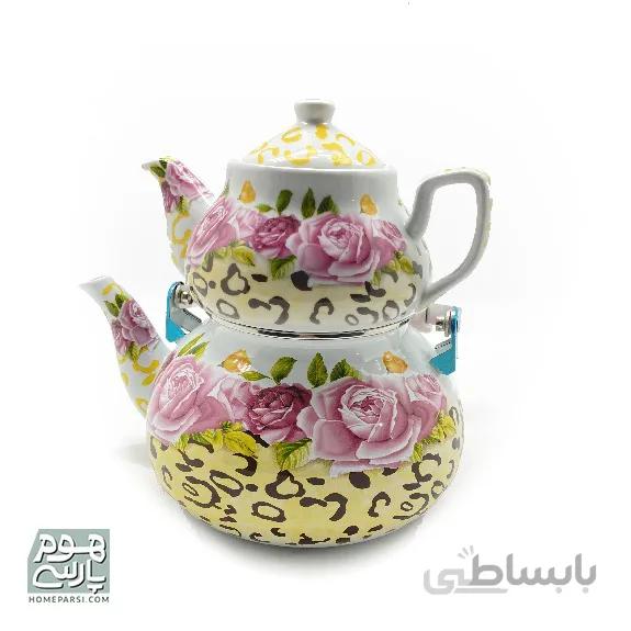 ست کتری و قوری گلدار شش رنگ کد 9011-6