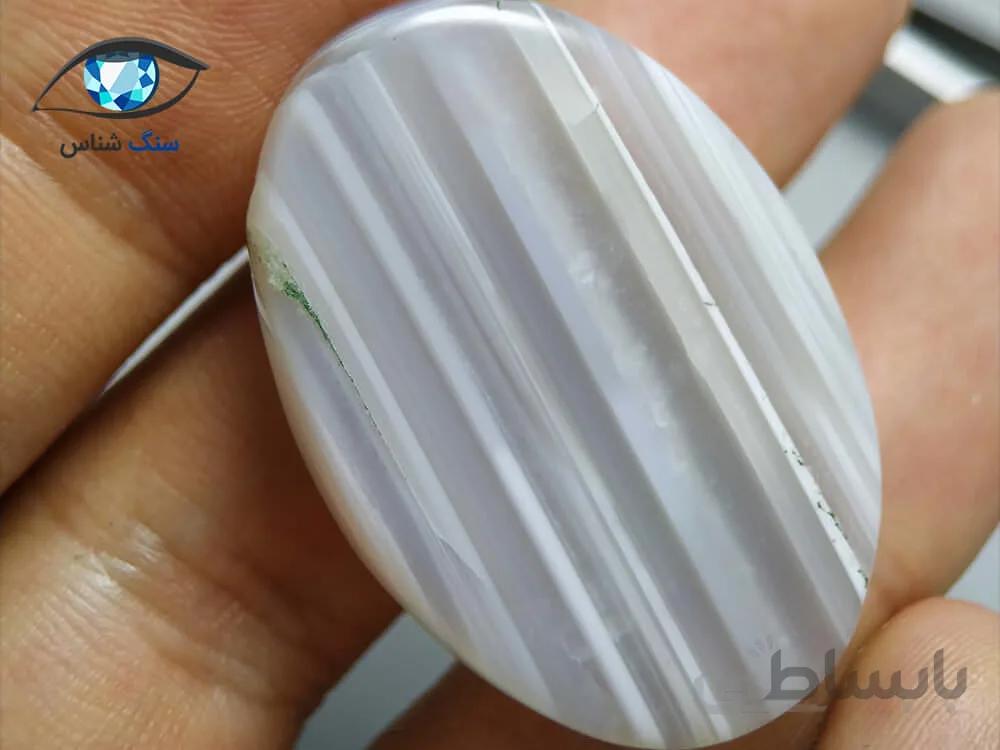 عقیق سلیمانی طبیعی نواری سفید 13.9 گرم