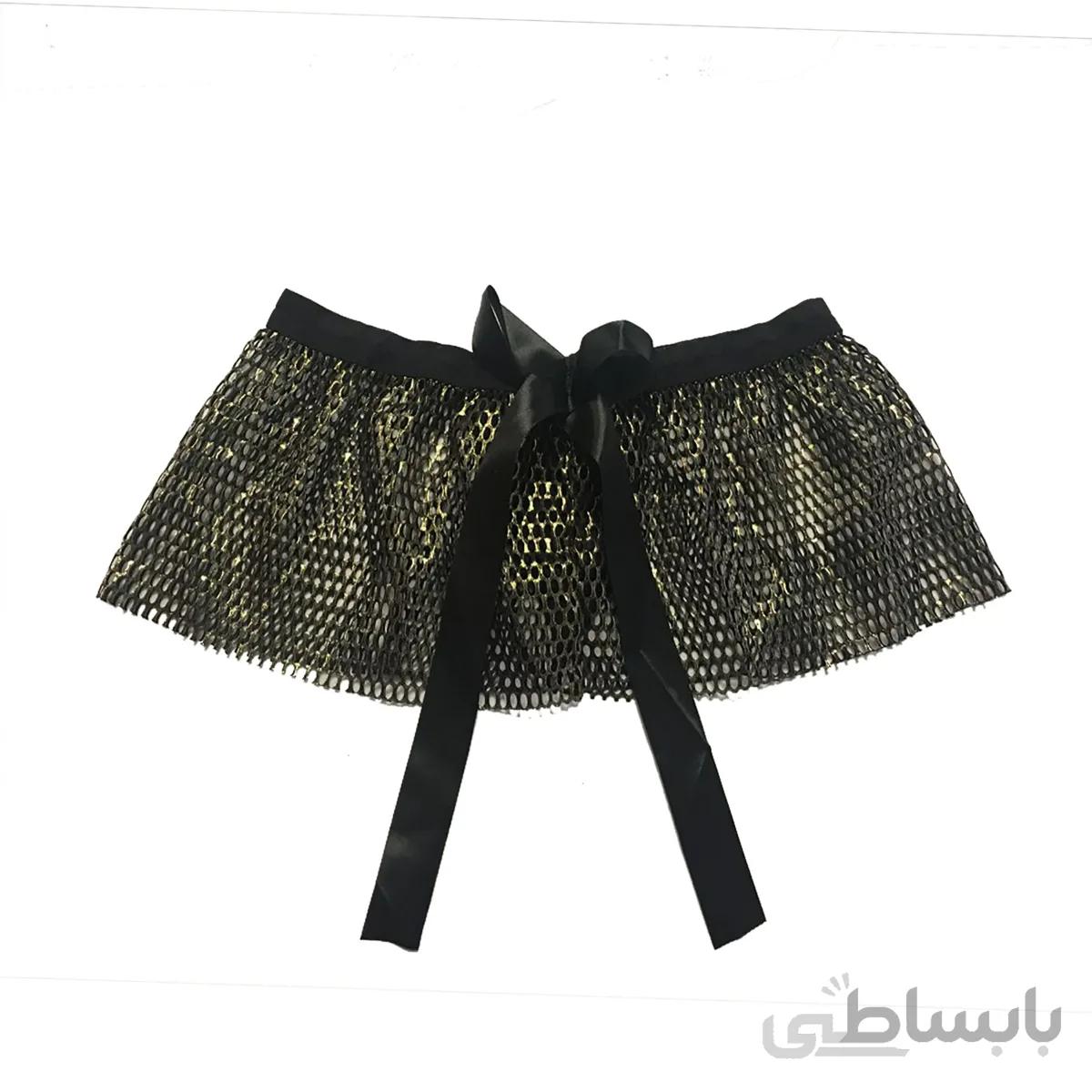 دامن کوتاه توری زنبوری متصل به لباس زیر لامبادا