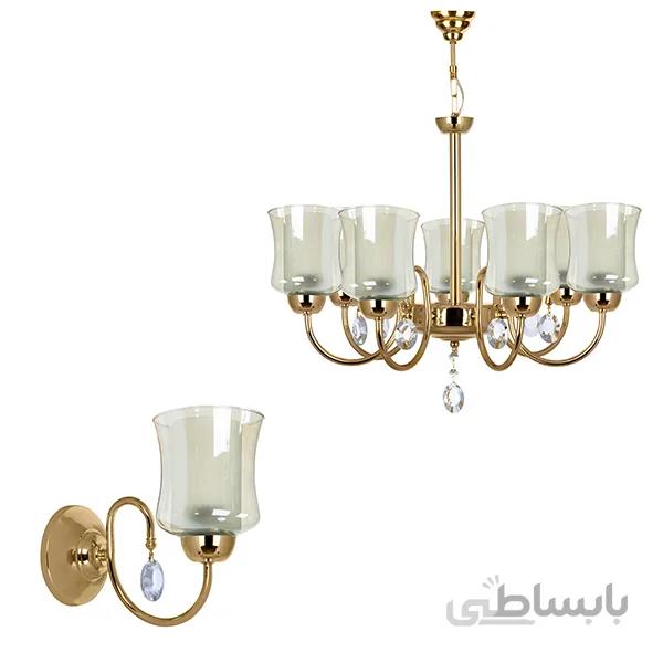 لوستر و چراغ دیواری چشمه نور کد A811/7-1-G-Pro