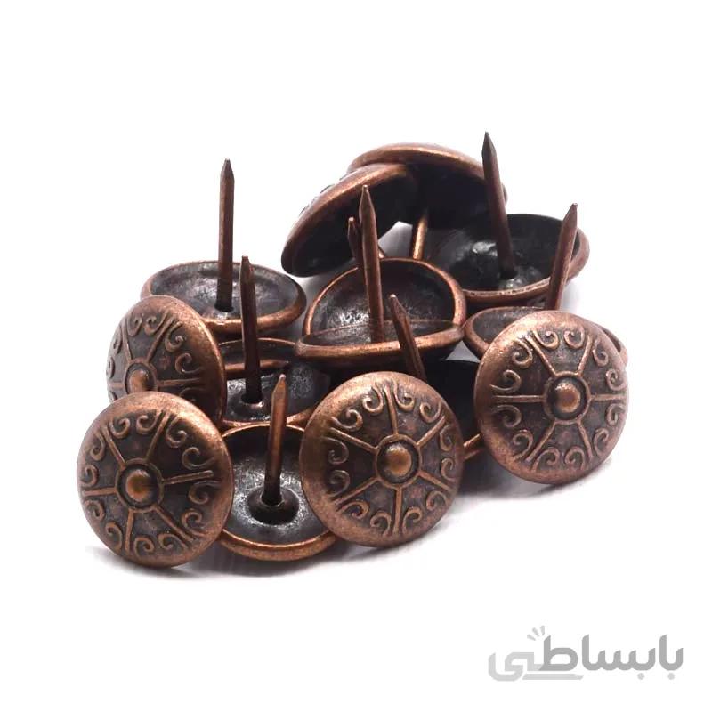 گل میخ طرح فرفورژه مسی طول 20 قطر 16 میلی متر بسته 10 عددی