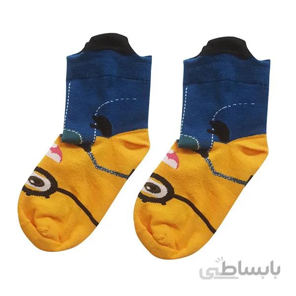جوراب نخی فانتزی زنانه نیم ساق مینیون کد PH163