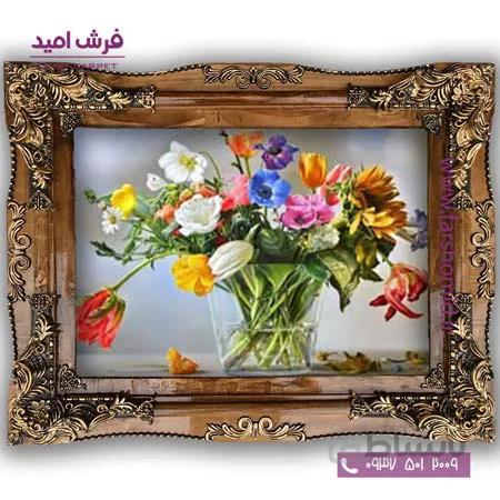 تابلو فرش ماشینی طرح تابلو سبد گل کد 501۶ فرشان