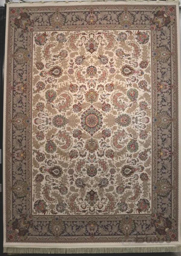 فرش کاشان 1200 شانه نقشه افشان سلطنتی کرم