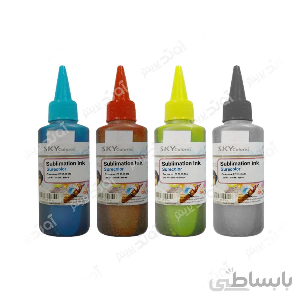 ست 4 رنگ جوهر پرینتر سابلیمیشن اپسون Skycolors Sublimation ink 100ml
