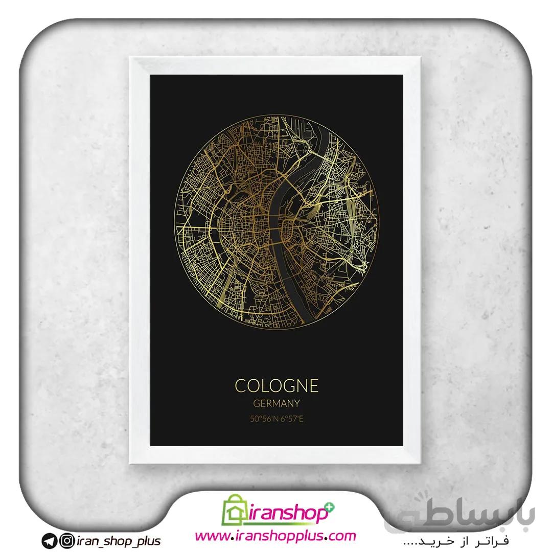 تابلو نقشه شهر کلن با تم Black Gold Circle
