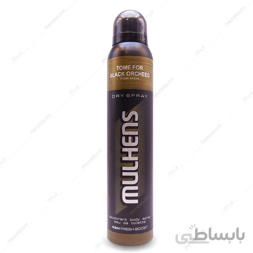 اسپری دئودورانت مردانه تام فور بلک ارکید Mulhens ا Mulhens Tome for Black Orcheed Men Deodorant Spray