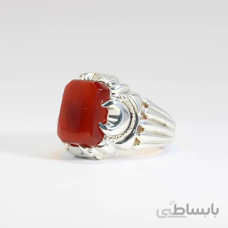 انگشتر فیلی حلالی نگین عقیق سرخ یمنی