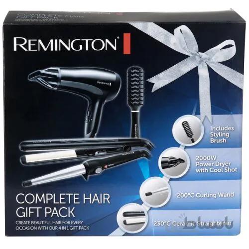 پک کامل محصولات برقی مو رمینگتون اصل | سشوار، اتو مو، فرکننده و برس | مدل S3500GP ا Remington Complete Hair Gift Pack S3500GP