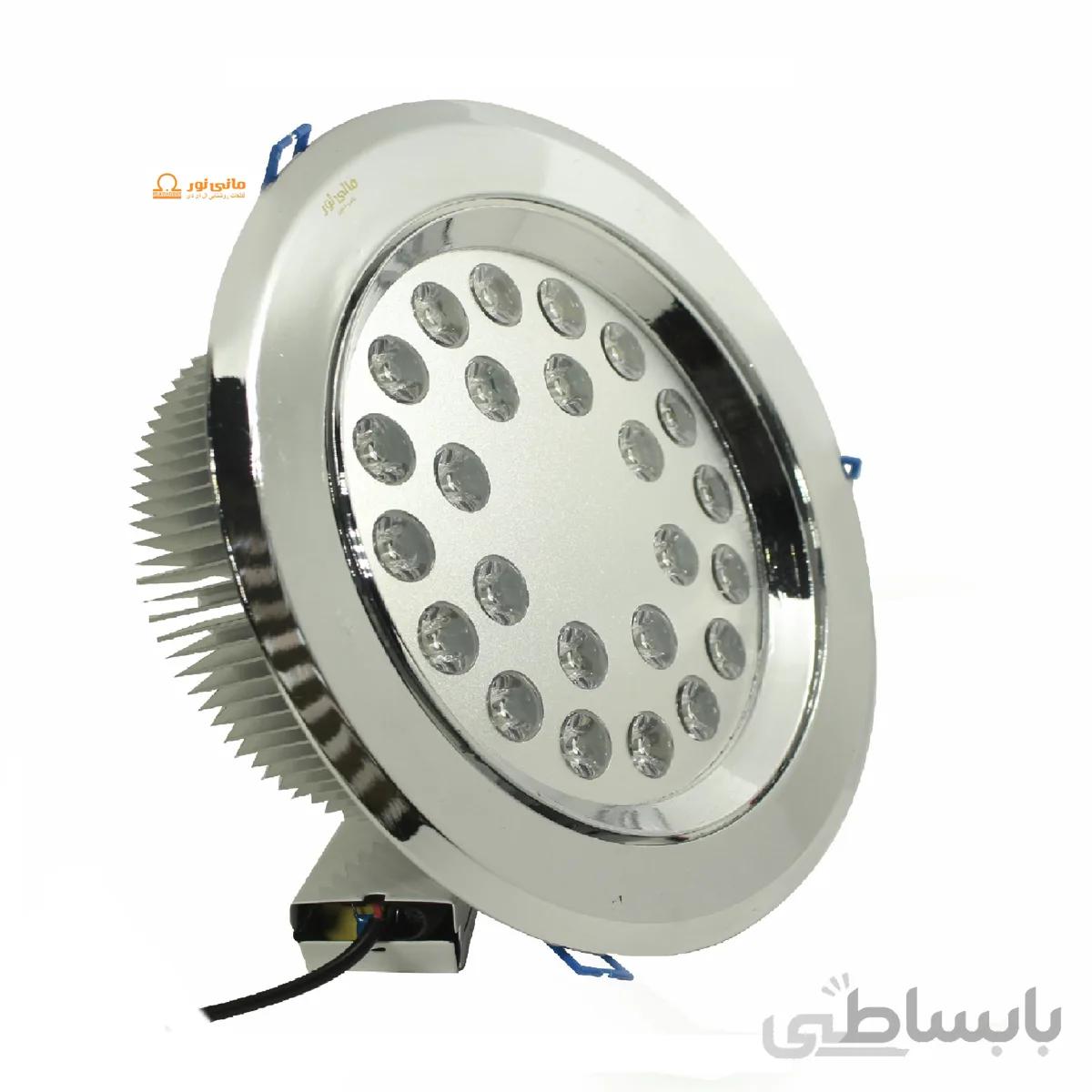 چراغ سقفی توکار 24 وات استیل گرد