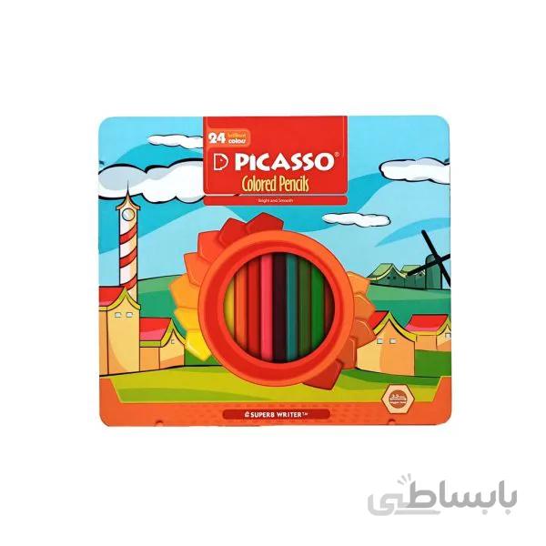مداد رنگی 24 رنگ پیکاسو فلزی تخت