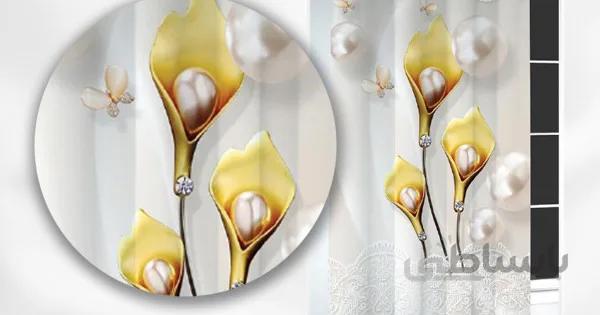 پرده هازان چاپی گل طلایی کد MP137