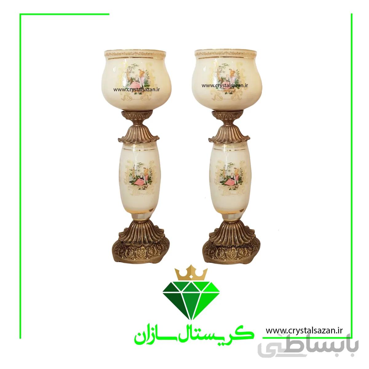 شمعدان افرا کریستال سازان مدل رومنس کد SH1208