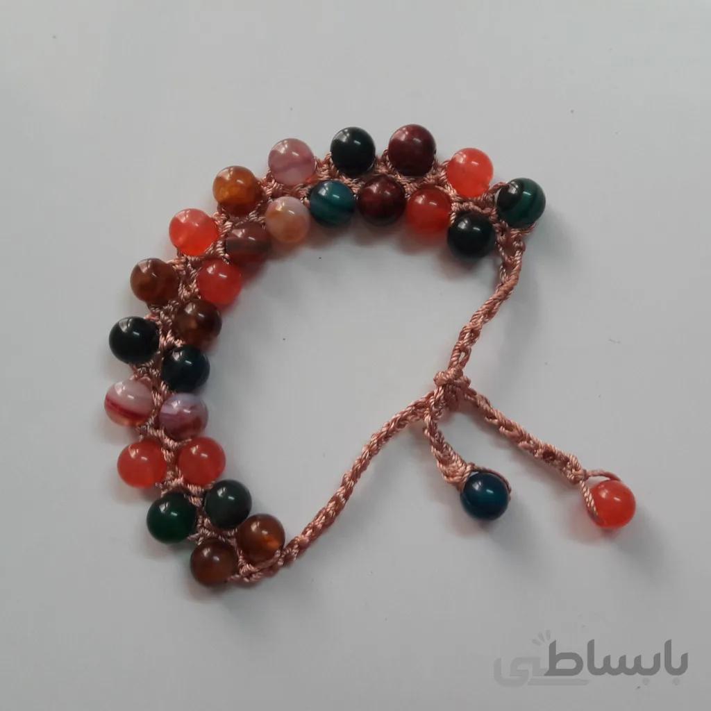 دستبندسنگی عقیق دو ردیف