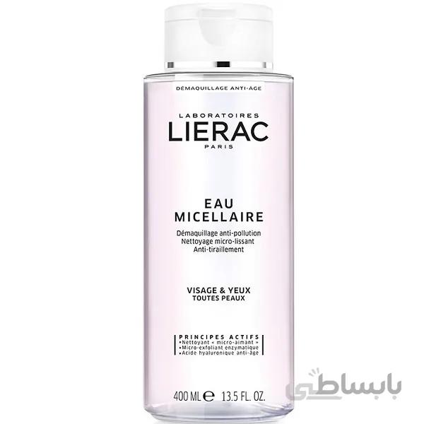 میسلار واتر پاک کننده آرایش لیراک Lierac حجم ۴۰۰ میل ا LIERAC Eau Micellaire Demaquillant Anti-Aging Removal Makeup 400ml