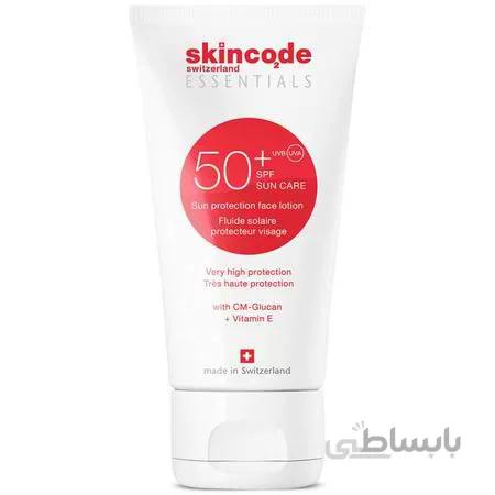 لوسیون ضد آفتاب بی‌رنگ فاقد چربی +Essentials SPF50 اسکین کد ا SKINCODE Essentials Sun Protection Face Lotion 50ml