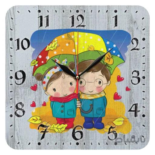ساعت دیواری کودک مدل 1046 طرح چتر و باران