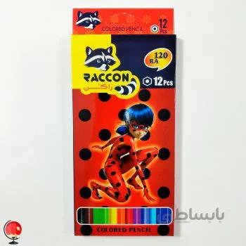 مداد رنگی 12 رنگ مقوایی راکن Raccon دختر کفشدوزکی