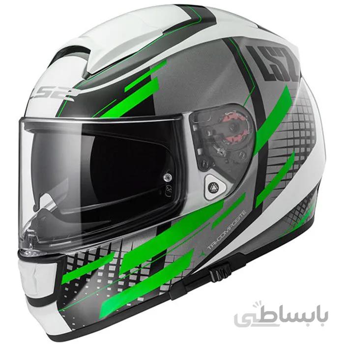 کلاه کاسکت ال اس تو مدل Vector Titan-White Titanium Green