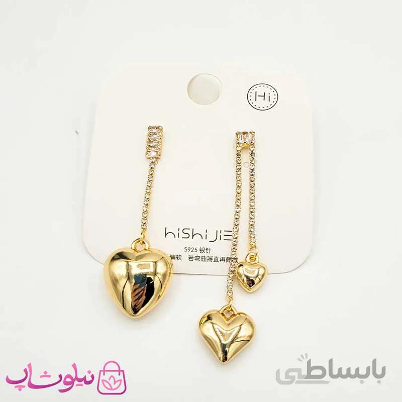 گوشواره اویز دخترانه قلبی نگیندار hishijie