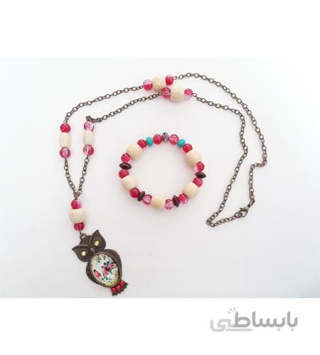 نیم ست گردنبند و دستبند طرح جغد لبینا کد sn1133