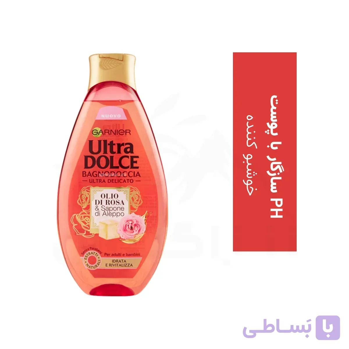 شامپو بدن گارنیر سری Ultra DOLCE با عصاره گل رز 500 میل
