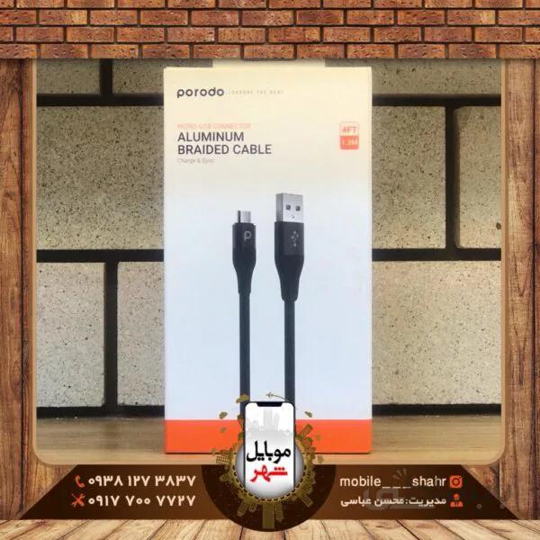 کابل تبدیل USB-A به میکرو پرودو BRAIDED CABLE مدل PD-AMBR12-BK طول 1.2 متر