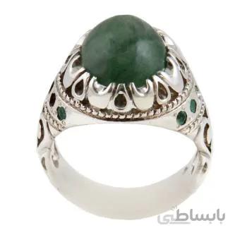 انگشتر نقره مردانه مدل سنگ زمرد افریقا با مخراج زمرد رکاب دست ساز کد AM_1793