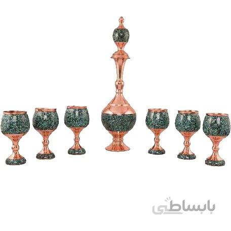 ست تنگ و لیوان فیروزه کوبی مجموعه 7 عددی کد F-44