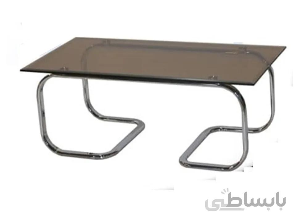 میز جلو مبلی TR25 - آبکاری کروم و شیشه سفید