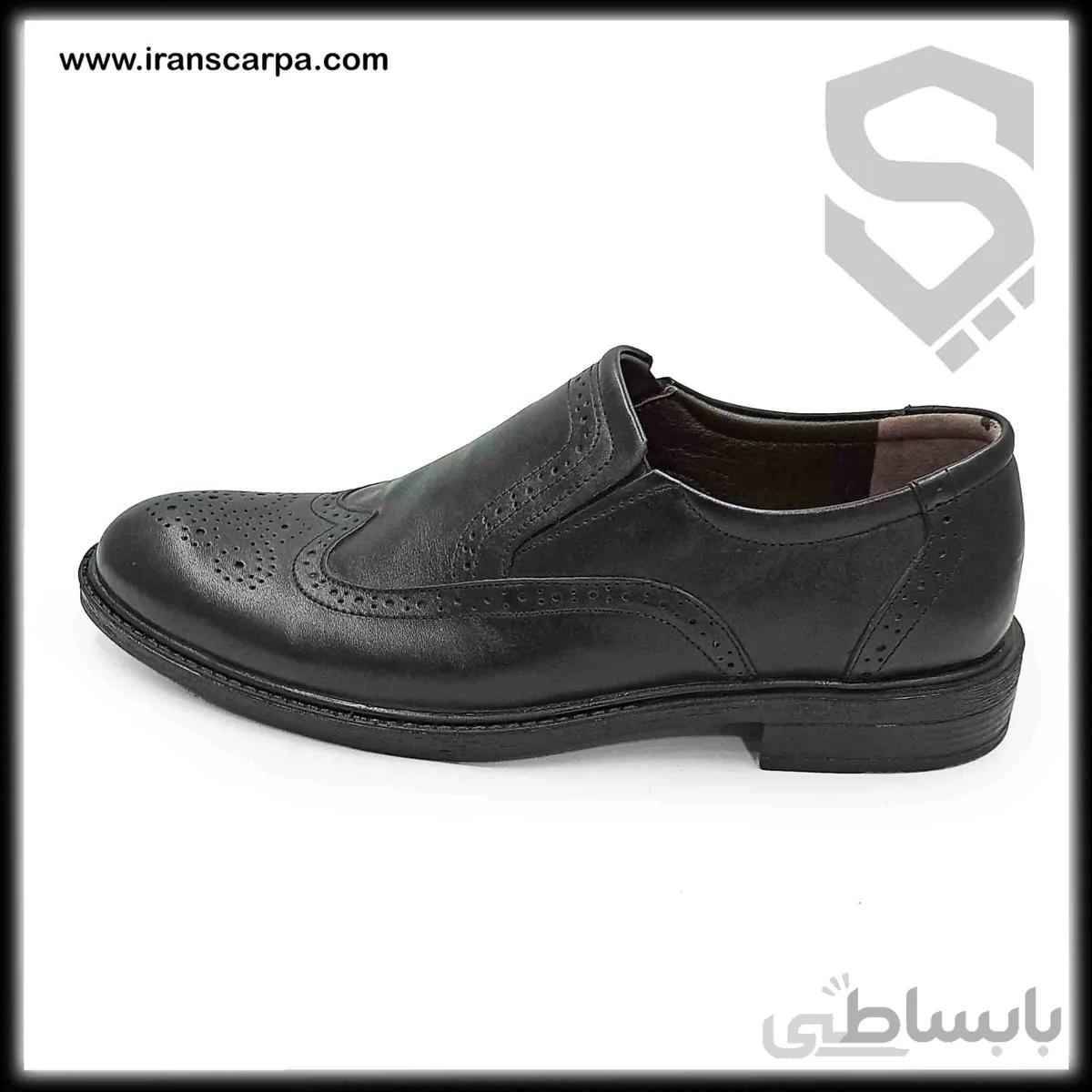 کفش چرم مجلسی مردانه مدل ریکوما بی بند