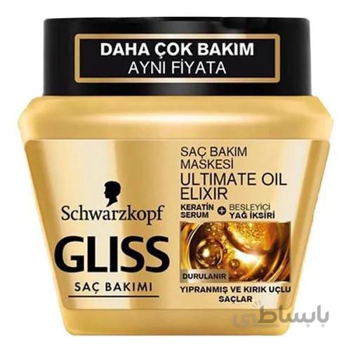 ماسک ترمیم کننده مو گلیس حاوی روغن اکسیر حجم 300 میل ا Schwarzkopf Gliss Ultimate Oil Elixir Treatment Mask 300 ml