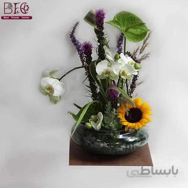 گلدان شیشه ای رز