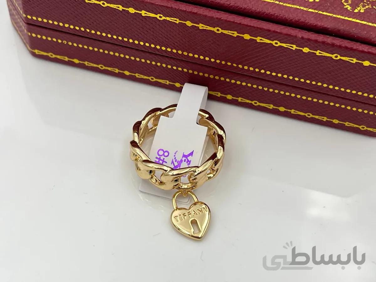 انگشتر کارتیر با آویز تیفانی قلب قفلی