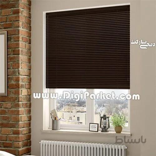 پرده کرکره فلزی طرح چوب قهوه ای سوخته ۲۵ میلیمتری P96