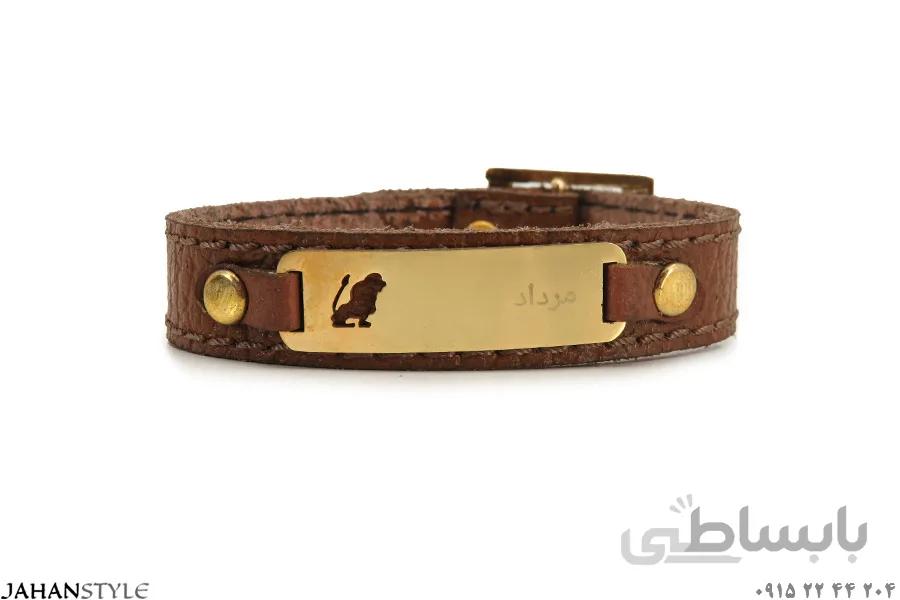 دستبند چرم طبیعی نشان ماه تولد (مرداد)