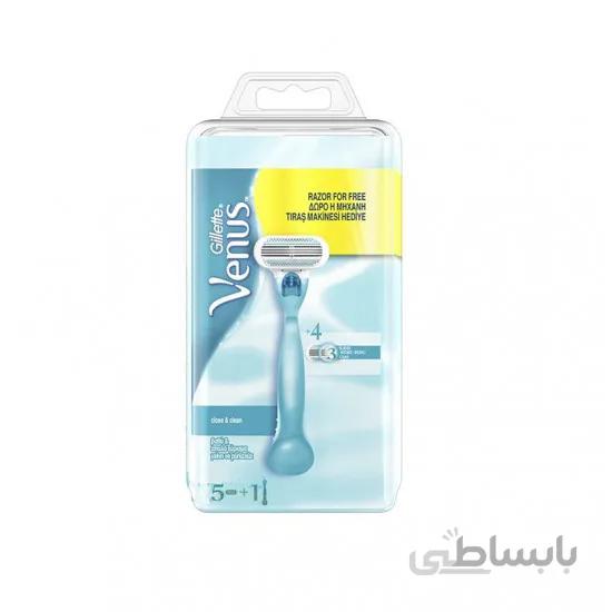 ست اصلاح ژیلت مدل ونوس حاوی دسته و 5 عدد تیغه یدک Gillette لهستان