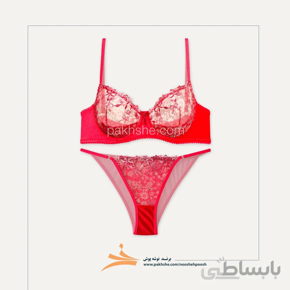 ست جکدار قرمز مخملی فنردار برند نوشه پوش کد 85022