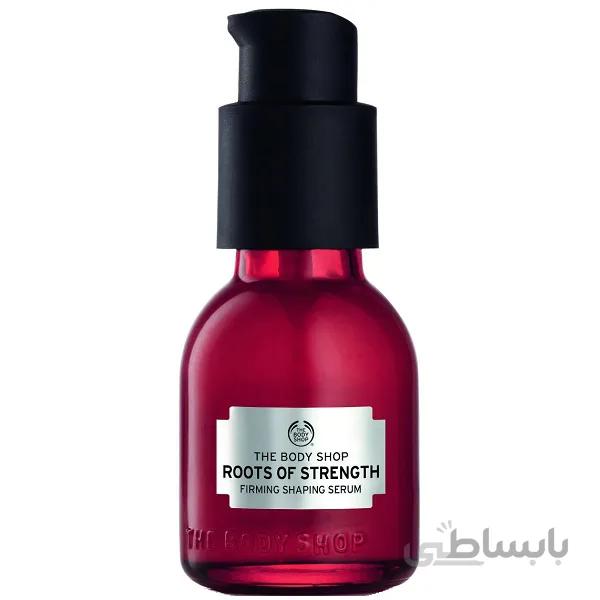 سرم لیفت و سفت کننده پوست بادی شاپ THE BODY SHOP مدل روتز اف سترنگ ROOTS OF STRENGTH حجم 30 میل ا The Body Shop Roots Of Strength Firming Shaping Serum 30ml