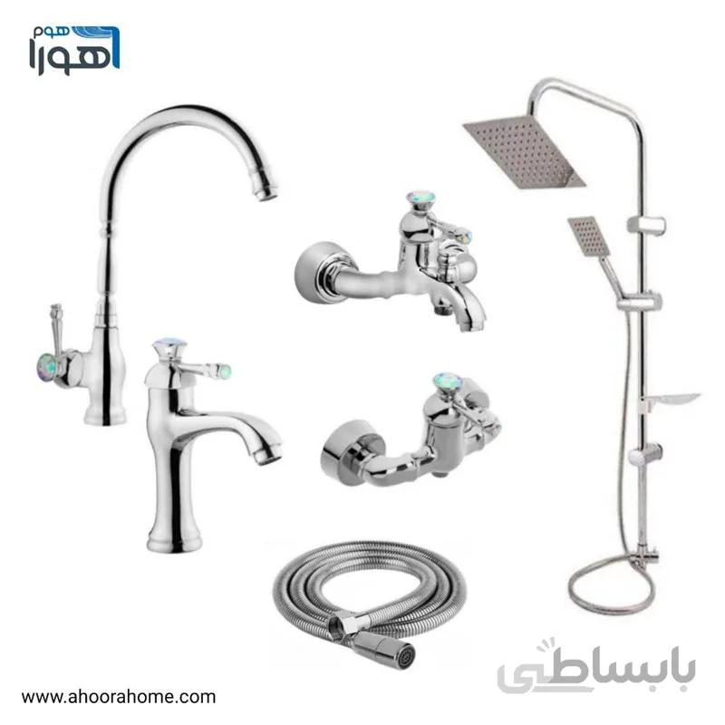 ست شیرآلات مدل نگین + علم دوش یونیورست + شلنگ توالت