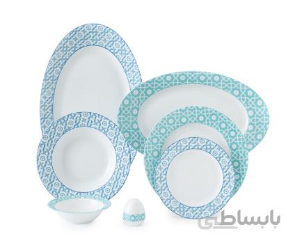 میبد سرمه ای فیروزه ای سری ایتالیا اف 28 پارچه – سرویس غذاخوری چینی زرین