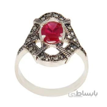 انگشتر نقره زنانه بازرگانی میلادی مدل سنگ یاقوت کد AW_502