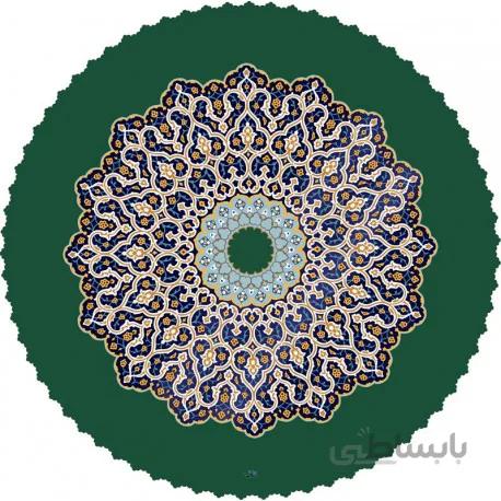 رومیزی مخمل گرد شمسه سبز سیر