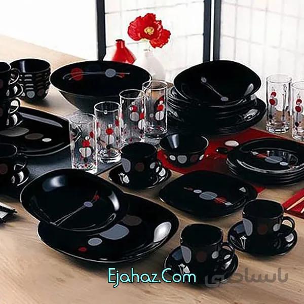 سرویس آرکوپال 19 پارچه لومینارک فرانسه مدل کیوکو سیاه لومینارک(Luminarc)