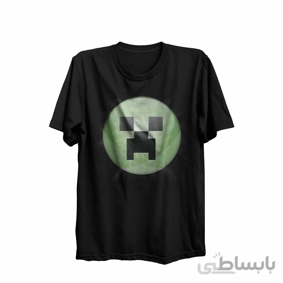 تیشرت یقه گرد مشکی طرح بازی ماینکرافت Minecraft کد KCT10464